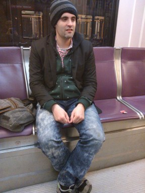 On a train, unpropperly packed for weather